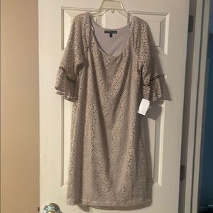 Elegant Beige Lace Dress